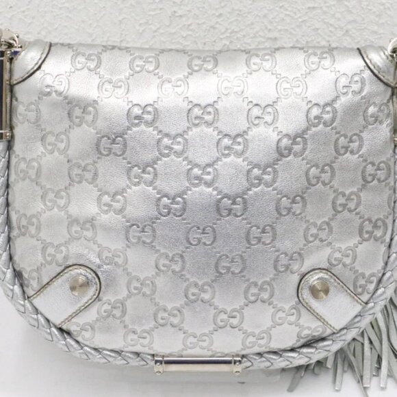 Gucci Small Signature Britt Tassel Shoulder Bag - Silver - Picture 5 of 15